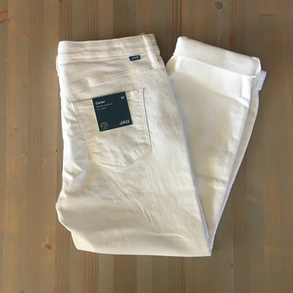 NWT JAG Carter Mid Rise Girlfriend Jeans White 12 - Picture 7 of 16